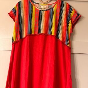 Colorful Striped and Red Dress by southern stitch